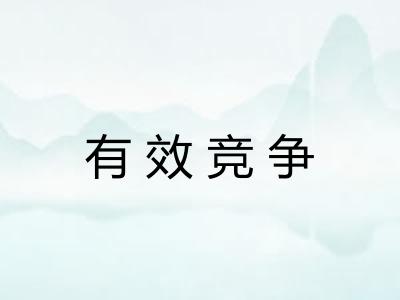 有效竞争 有效竞争