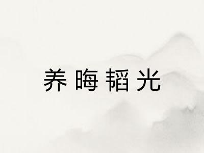 养晦韬光 养晦韬光