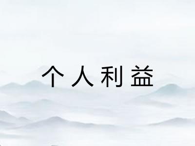 个人利益 个人利益