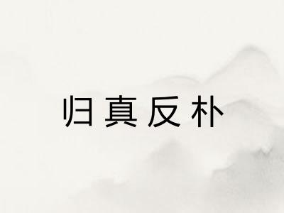 归真反朴 归真反朴