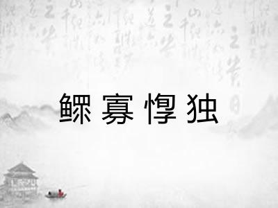 鳏寡惸独 鳏寡惸独