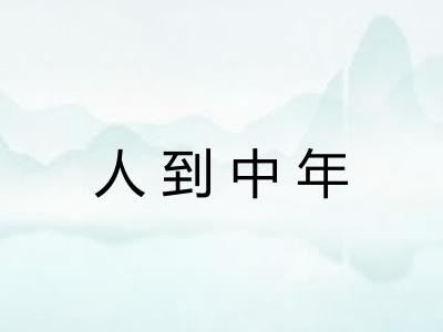 人到中年 人到中年