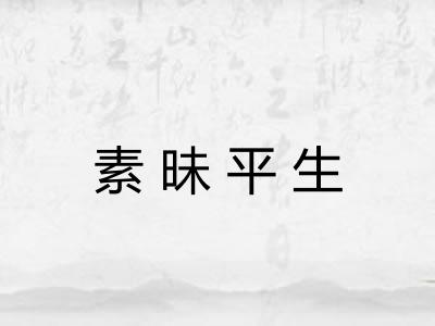 素昧平生