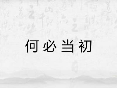 何必当初 何必当初