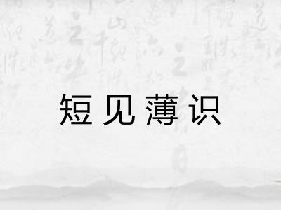 短见薄识 短见薄识