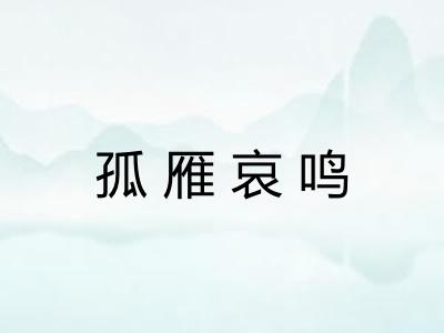 孤雁哀鸣 孤雁哀鸣