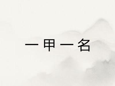 一甲一名 一甲一名