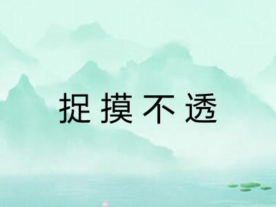 捉摸不透 捉摸不透