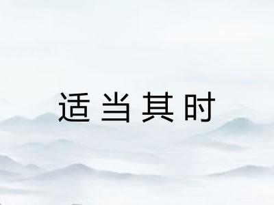 适当其时 适当其时