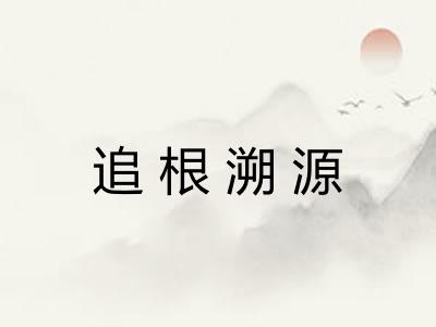 追根溯源 追根溯源