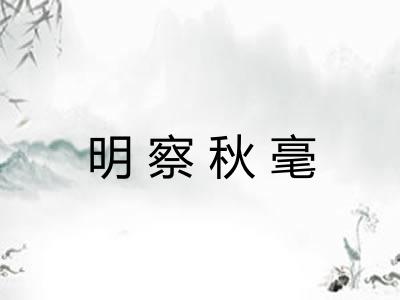 明察秋毫 明察秋毫