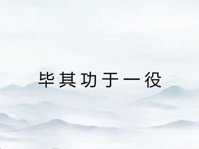 毕其功于一役 毕其功于一役