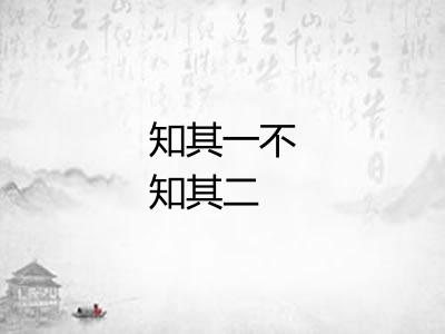 知其一不知其二