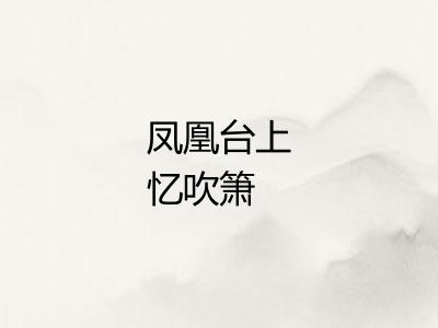 凤凰台上忆吹箫 凤凰台上忆吹箫