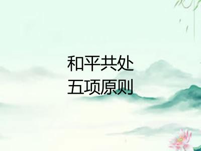 和平共处五项原则 和平共处五项原则
